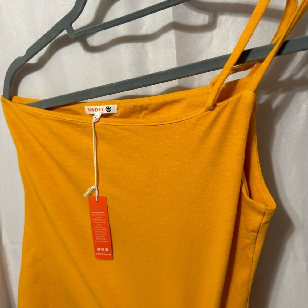NWT Sundry Women's Asymmetrical Strap Cami Yellow/Orange Size 3 (Large) - Picture 7 of 13